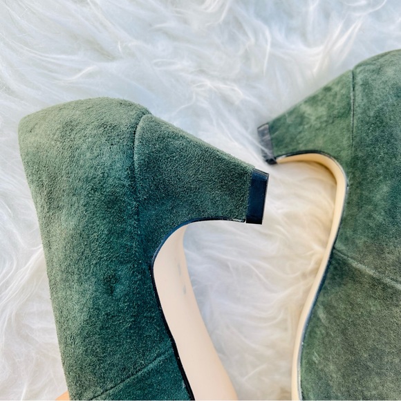 Connie Vintage Olive Green Suede Almond Toe Low Heel Pump - Picture 12 of 16